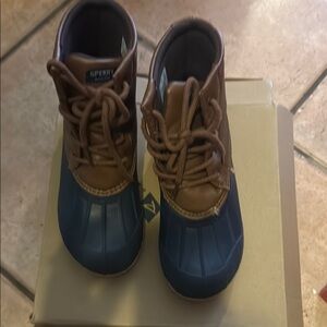 Sperry Kids Blue and Brown Rain Boots